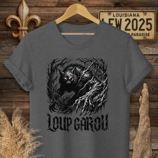 S / Dark Heather Louisiana Loup Garou Street Wear T-Shirt by Laissez Faire Wear