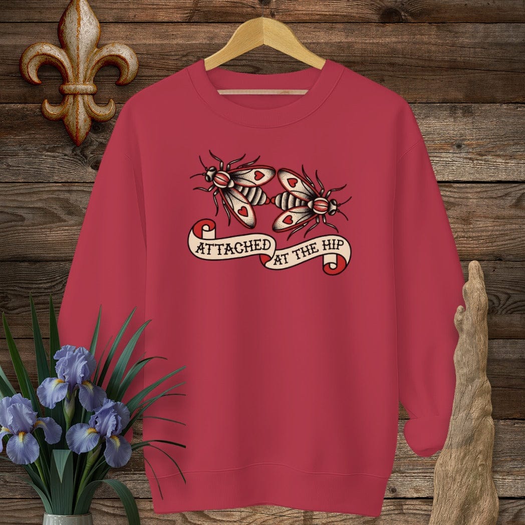 S / Antique Cherry Red Louisiana Love Bugs Sweatshirt by Laissez Faire Wear