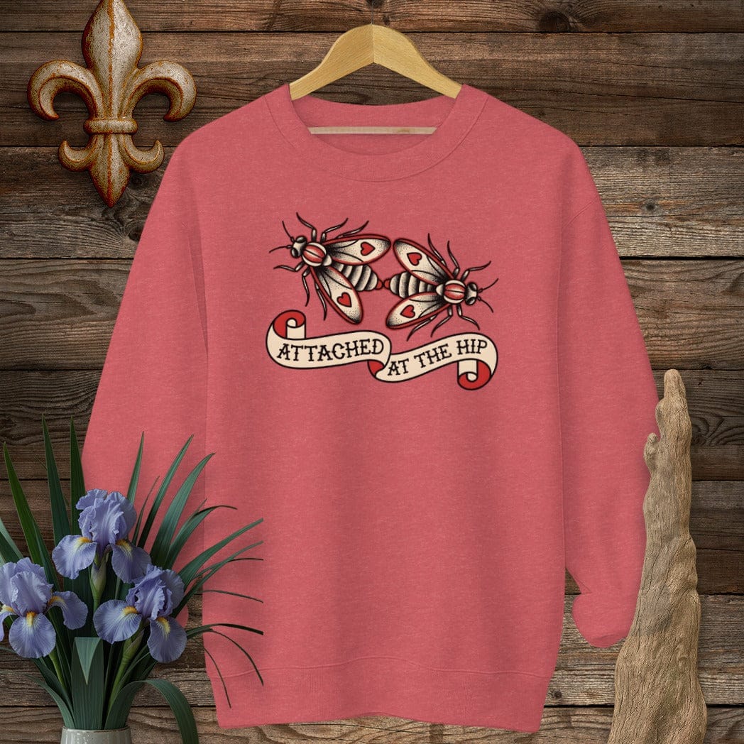 S / Heather Scarlet Red Louisiana Love Bugs Sweatshirt by Laissez Faire Wear
