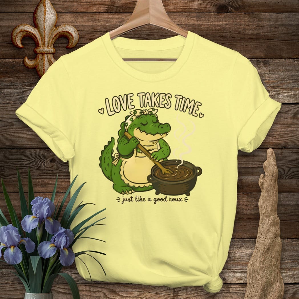 S / Cornsilk Louisiana Love Takes Time T-Shirt by Laissez Faire Wear