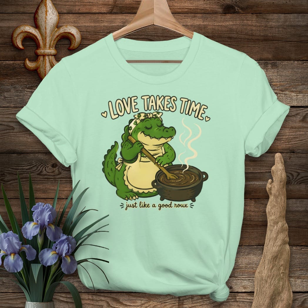 S / Mint Green Louisiana Love Takes Time T-Shirt by Laissez Faire Wear
