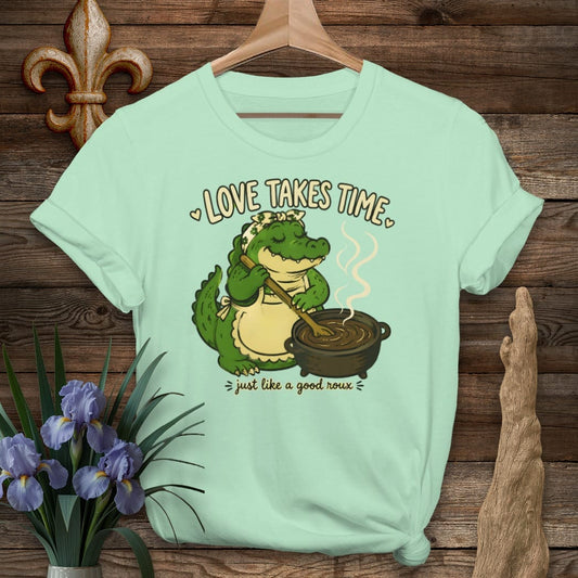 S / Mint Green Louisiana Love Takes Time T-Shirt by Laissez Faire Wear