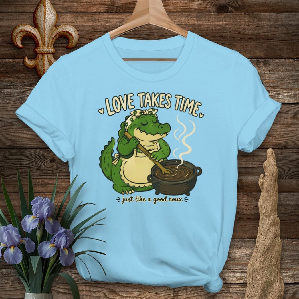 S / Sky Louisiana Love Takes Time T-Shirt by Laissez Faire Wear