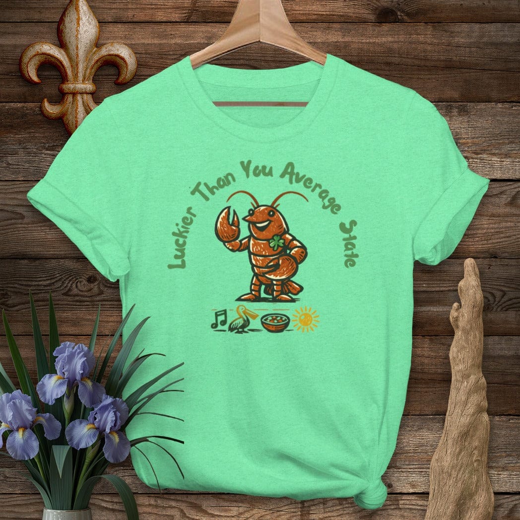 S / Heather Irish Green Louisiana Luckier Than T-Shirt by Laissez Faire Wear