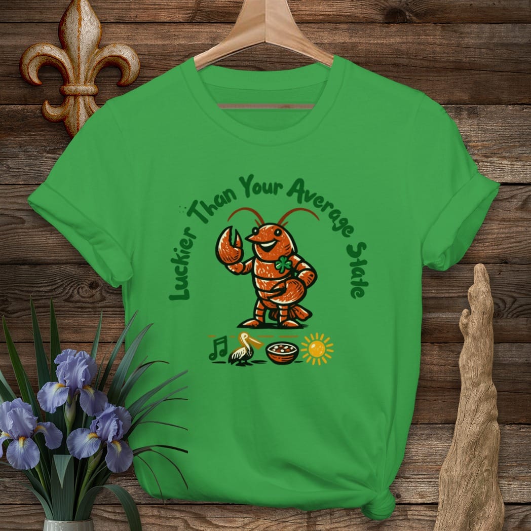 S / Irish Green Louisiana Luckier Than T-Shirt by Laissez Faire Wear