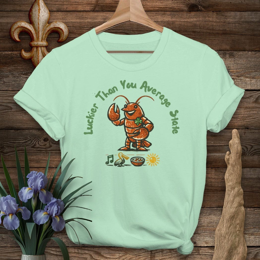 S / Mint Green Louisiana Luckier Than T-Shirt by Laissez Faire Wear