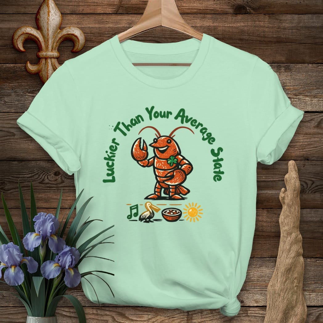 S / Mint Green Louisiana Luckier Than T-Shirt by Laissez Faire Wear