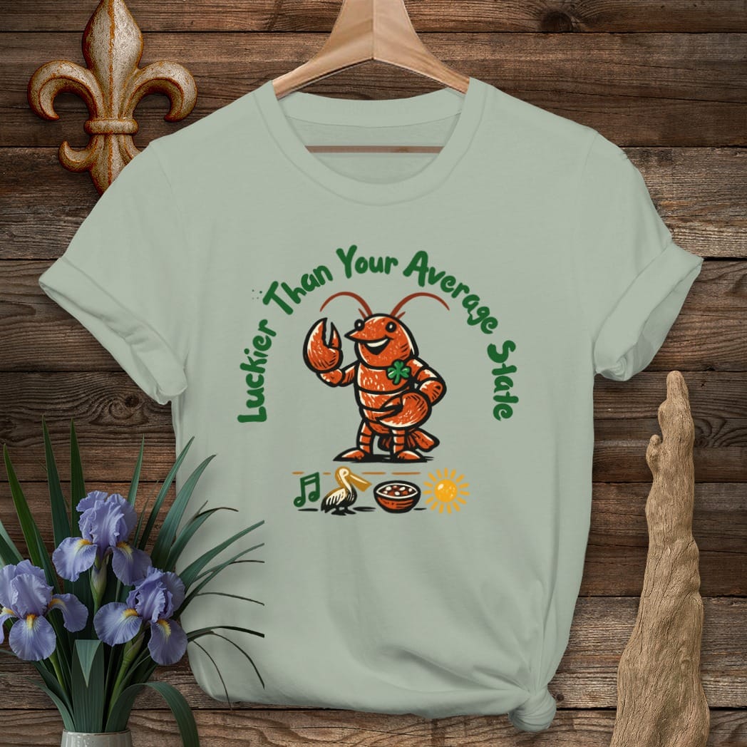 S / Sage Louisiana Luckier Than T-Shirt by Laissez Faire Wear