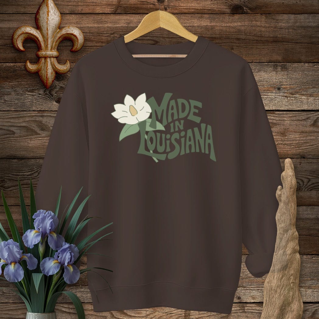 S / Dark Chocolate Louisiana Made in Louisiana Sweatshirt by Laissez Faire Wear