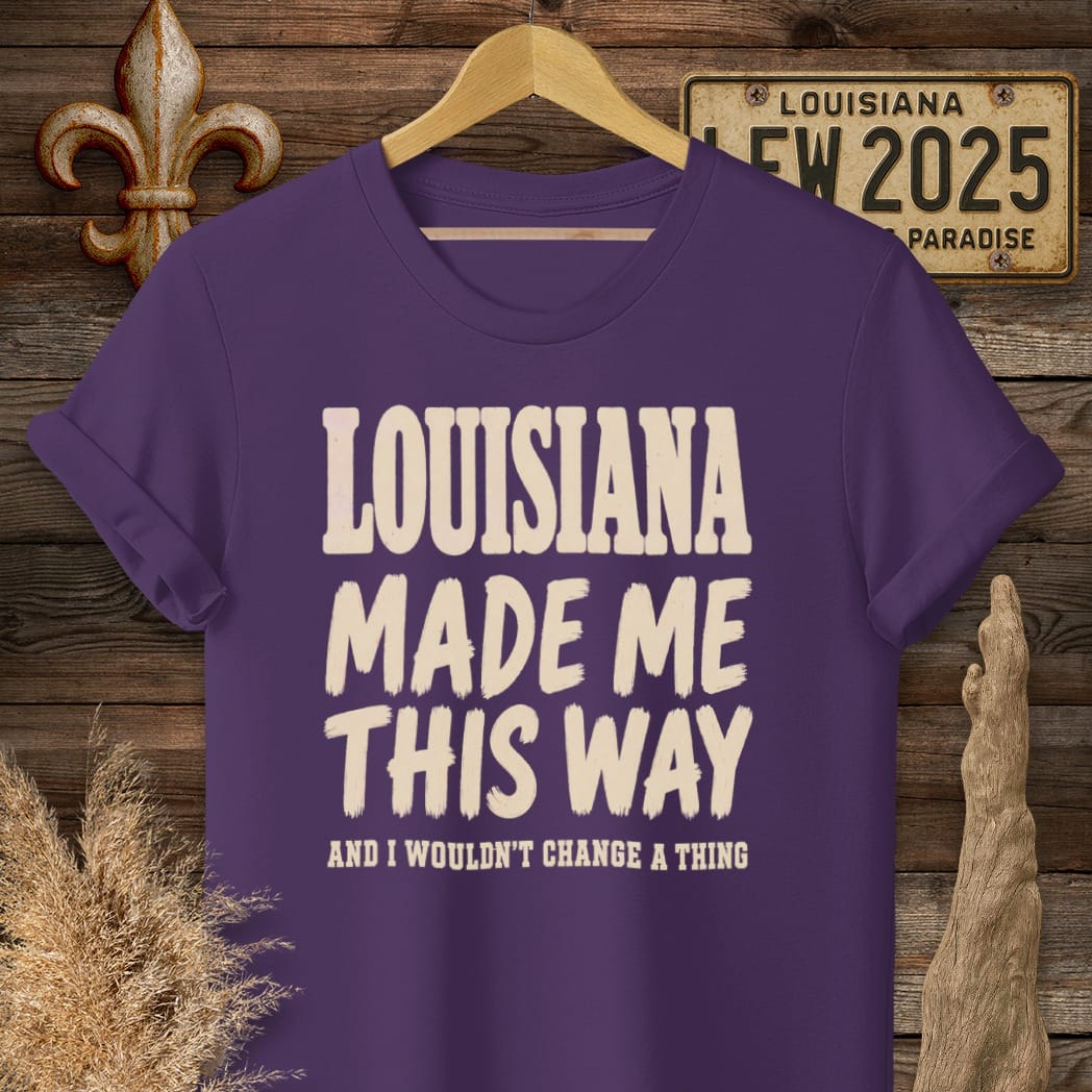 S / Purple Louisiana Made Me This Way T-Shirt by Laissez Faire Wear