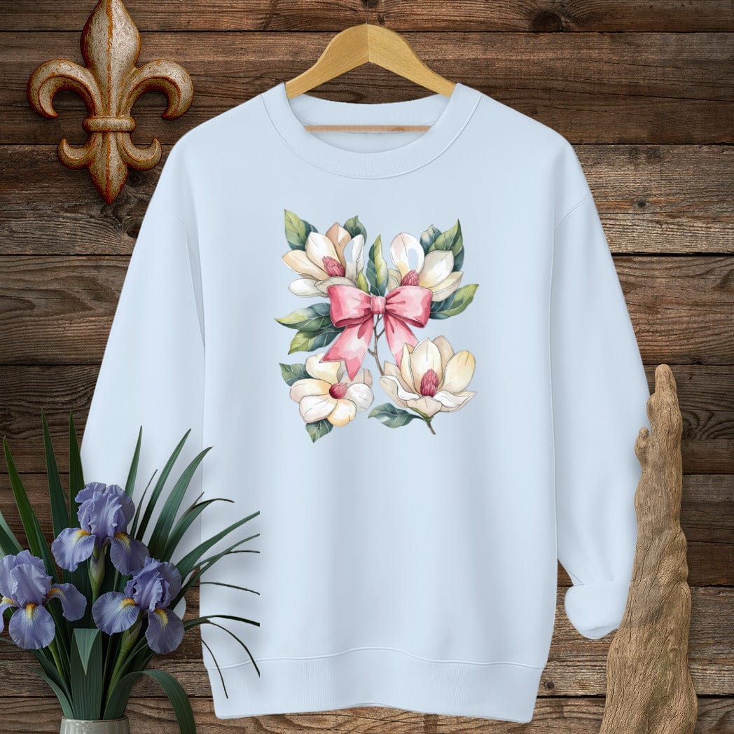 S / Light Blue Louisiana Magnolia Elegance Coquette Sweatshirt by Laissez Faire Wear