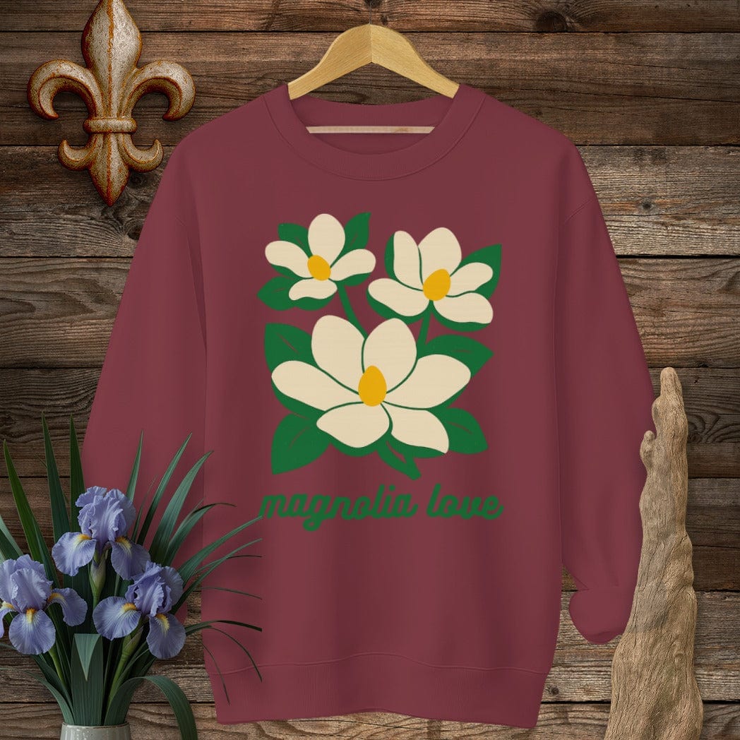 S / Garnet Louisiana Magnolia Love Sweatshirt by Laissez Faire Wear
