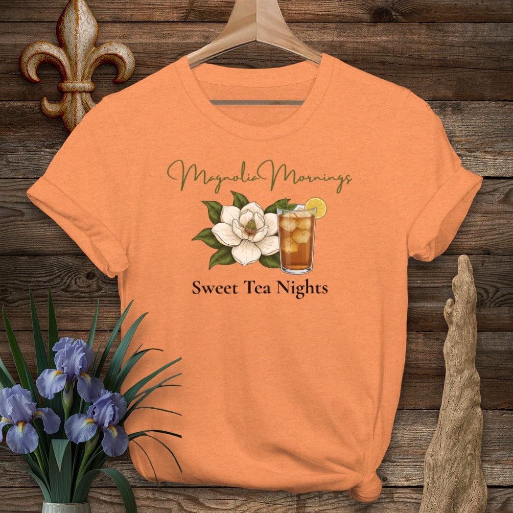 S / Heather Orange Louisiana Magnolia Mornings T-Shirt by Laissez Faire Wear