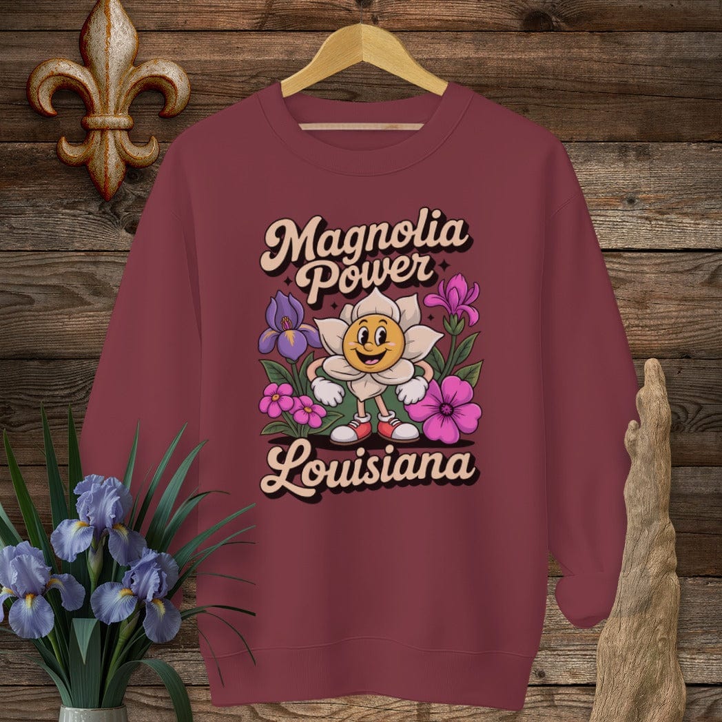 S / Garnet Louisiana Magnolia Power Sweatshirt by Laissez Faire Wear