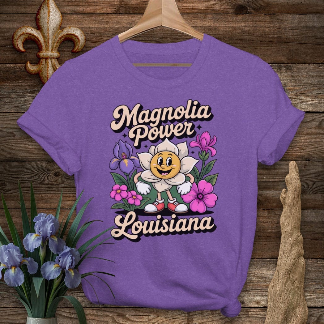 S / Heather Purple Louisiana Magnolia Power T-Shirt by Laissez Faire Wear