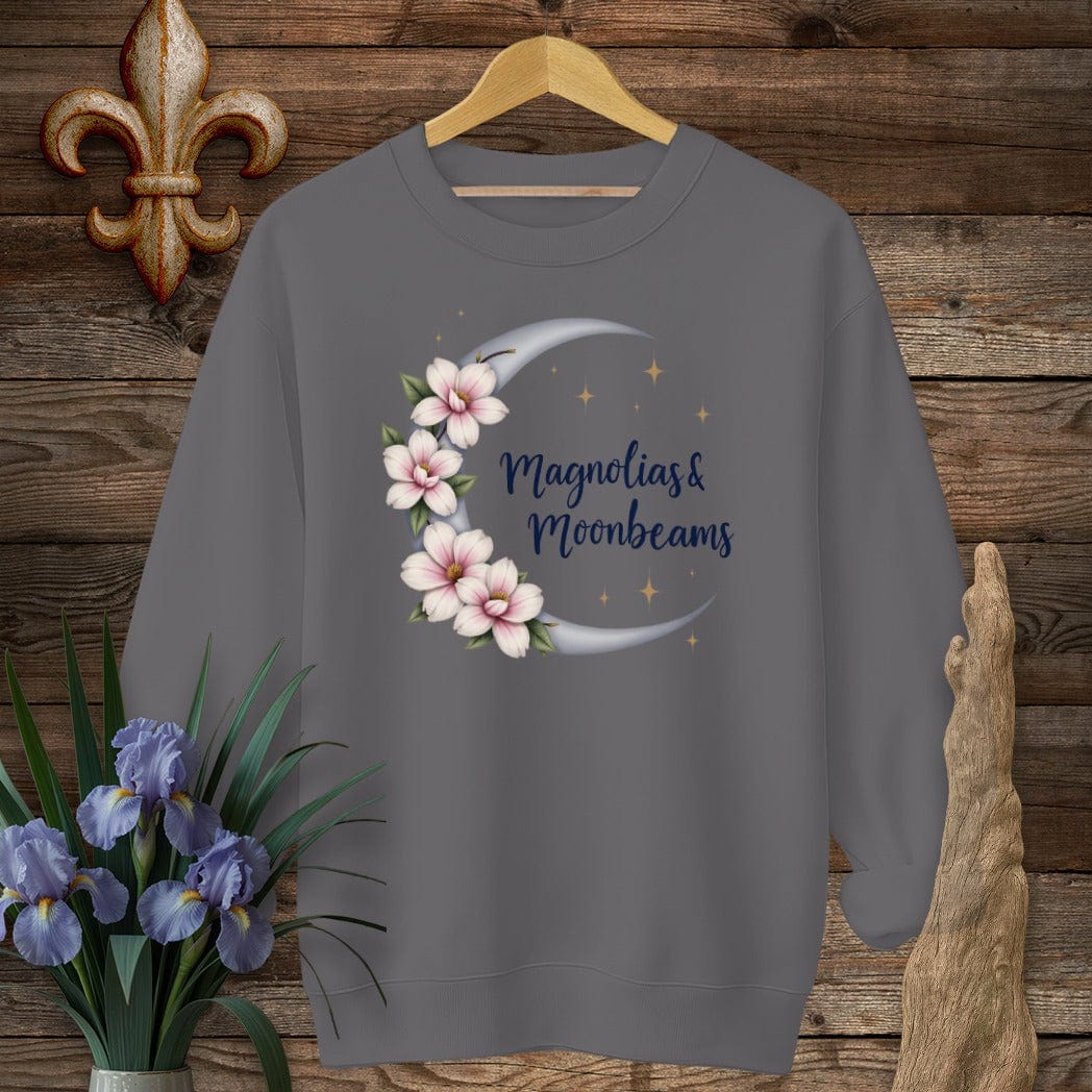 S / Charcoal Louisiana Magnolias And Moonbeams Sweatshirt by Laissez Faire Wear