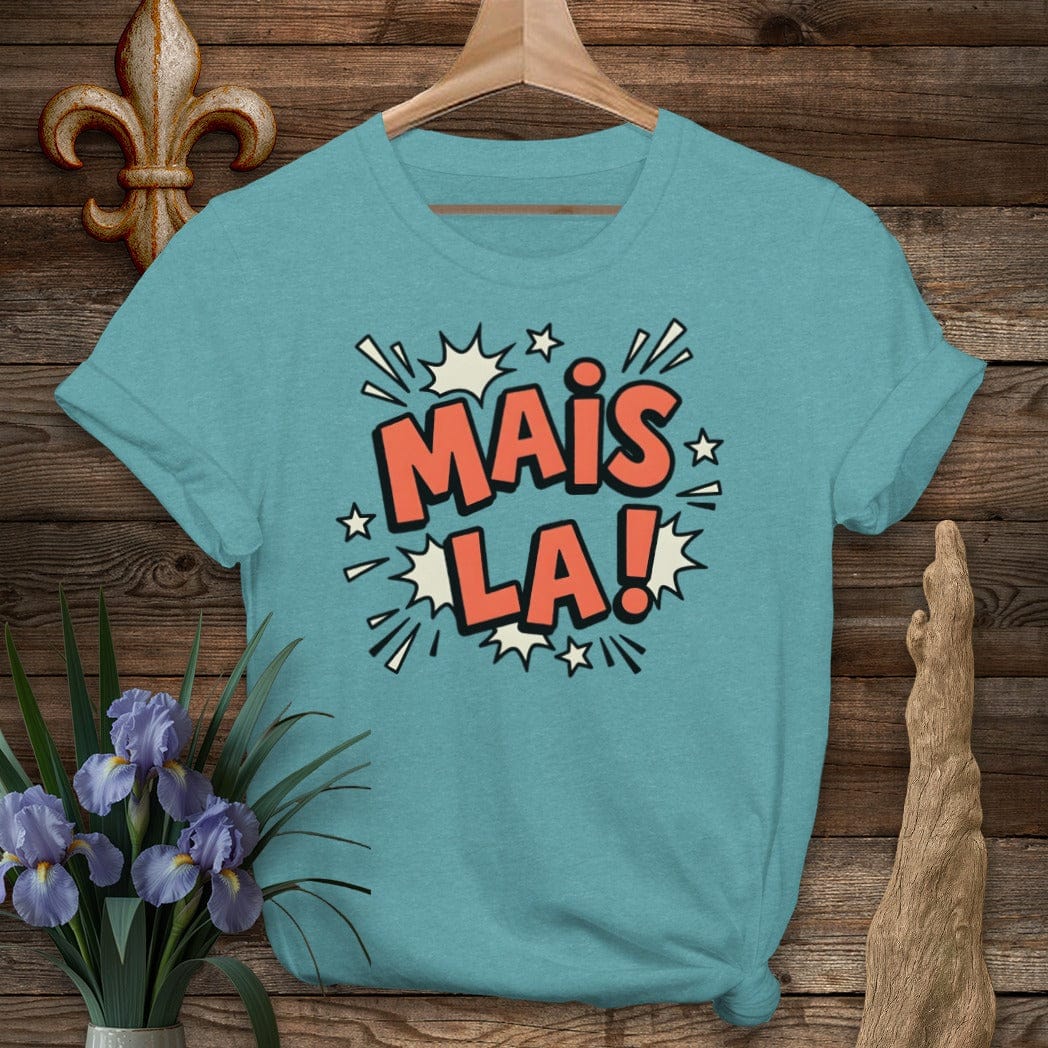 S / Heather Galapagos Blue Louisiana Mais La T-Shirt by Laissez Faire Wear