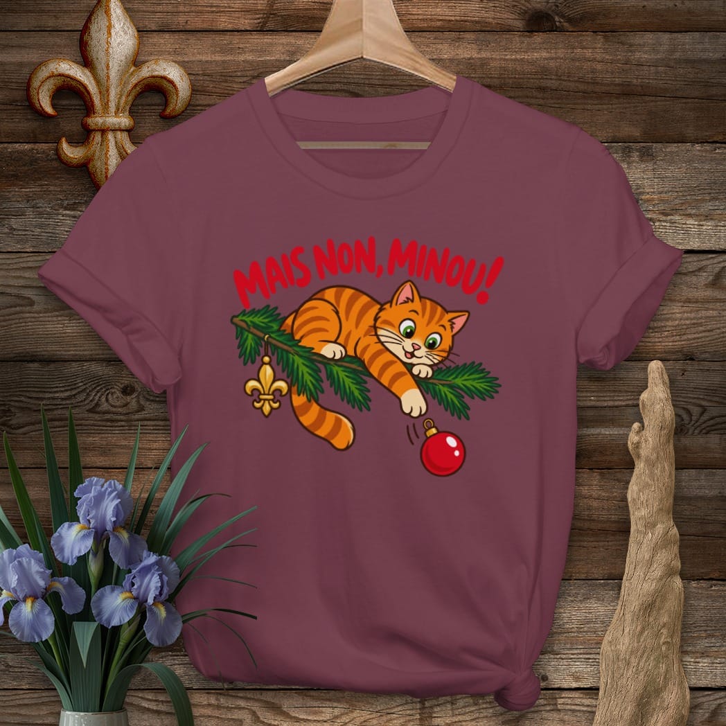 S / Maroon Louisiana Mais Non, Minou! T-Shirt by Laissez Faire Wear