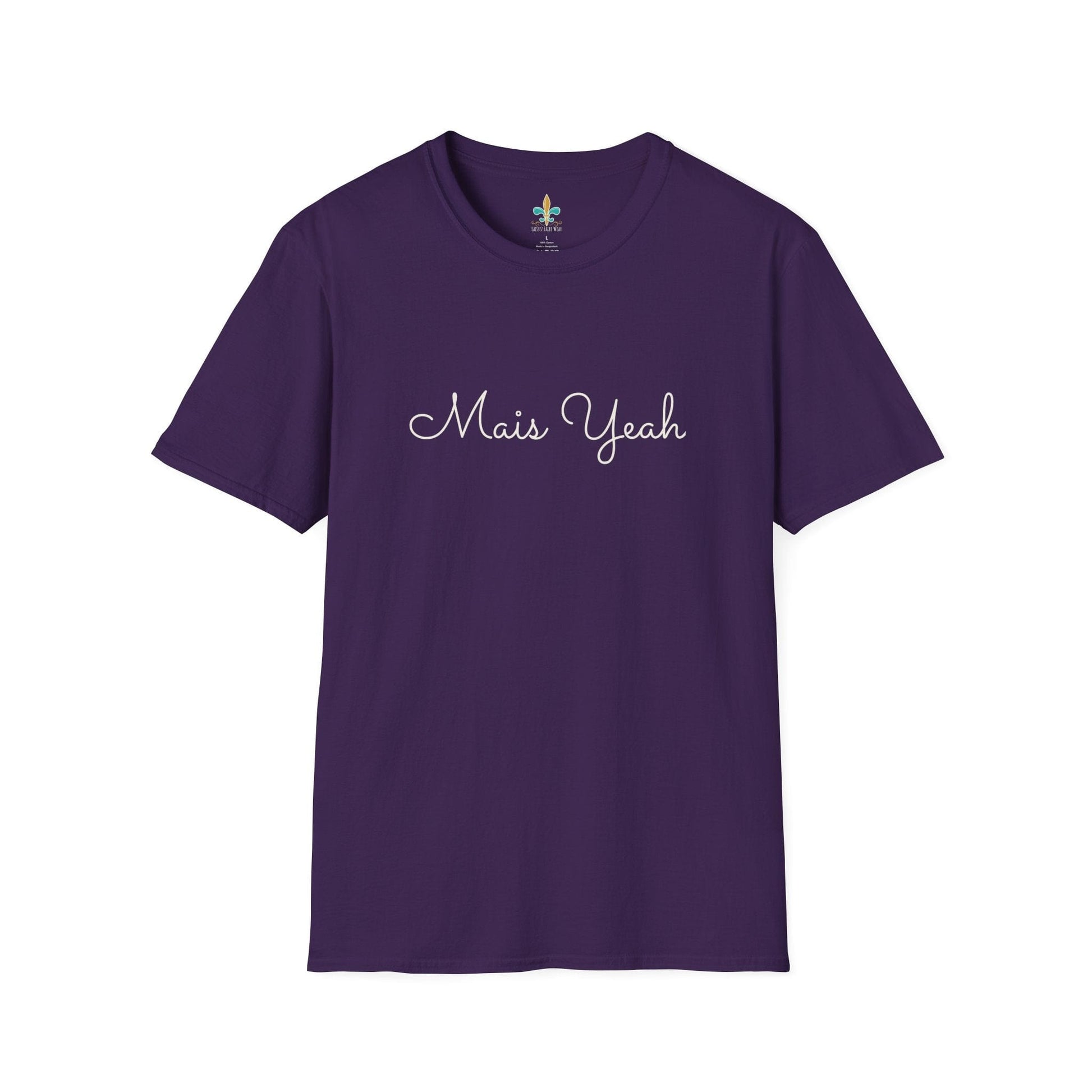 Purple / S Louisiana "Mais Yeah" Simple Typography T-Shirt by Laissez Faire Wear