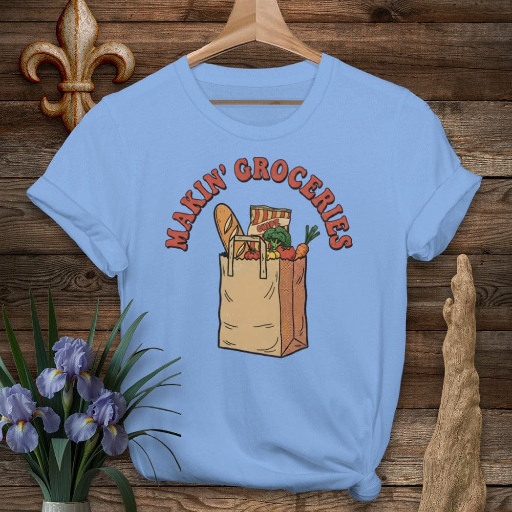 S / Carolina Blue Louisiana Makin' Groceries T-Shirt by Laissez Faire Wear