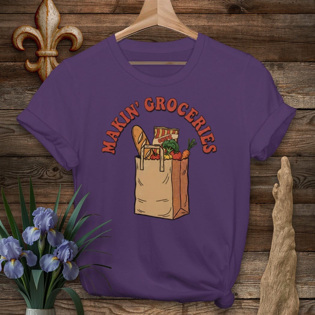 S / Purple Louisiana Makin' Groceries T-Shirt by Laissez Faire Wear