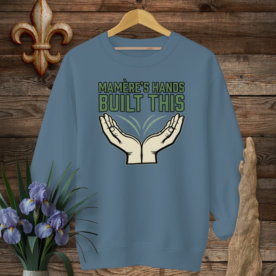 S / Indigo Blue Louisiana Mamere's Hands Sweatshirt by Laissez Faire Wear