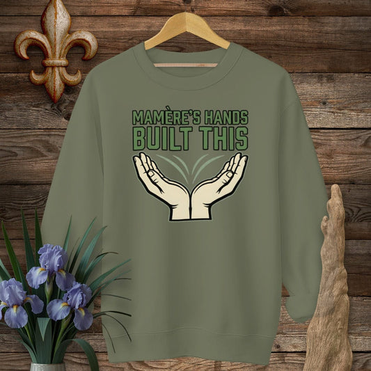 S / Military Green Louisiana Mamere's Hands Sweatshirt by Laissez Faire Wear