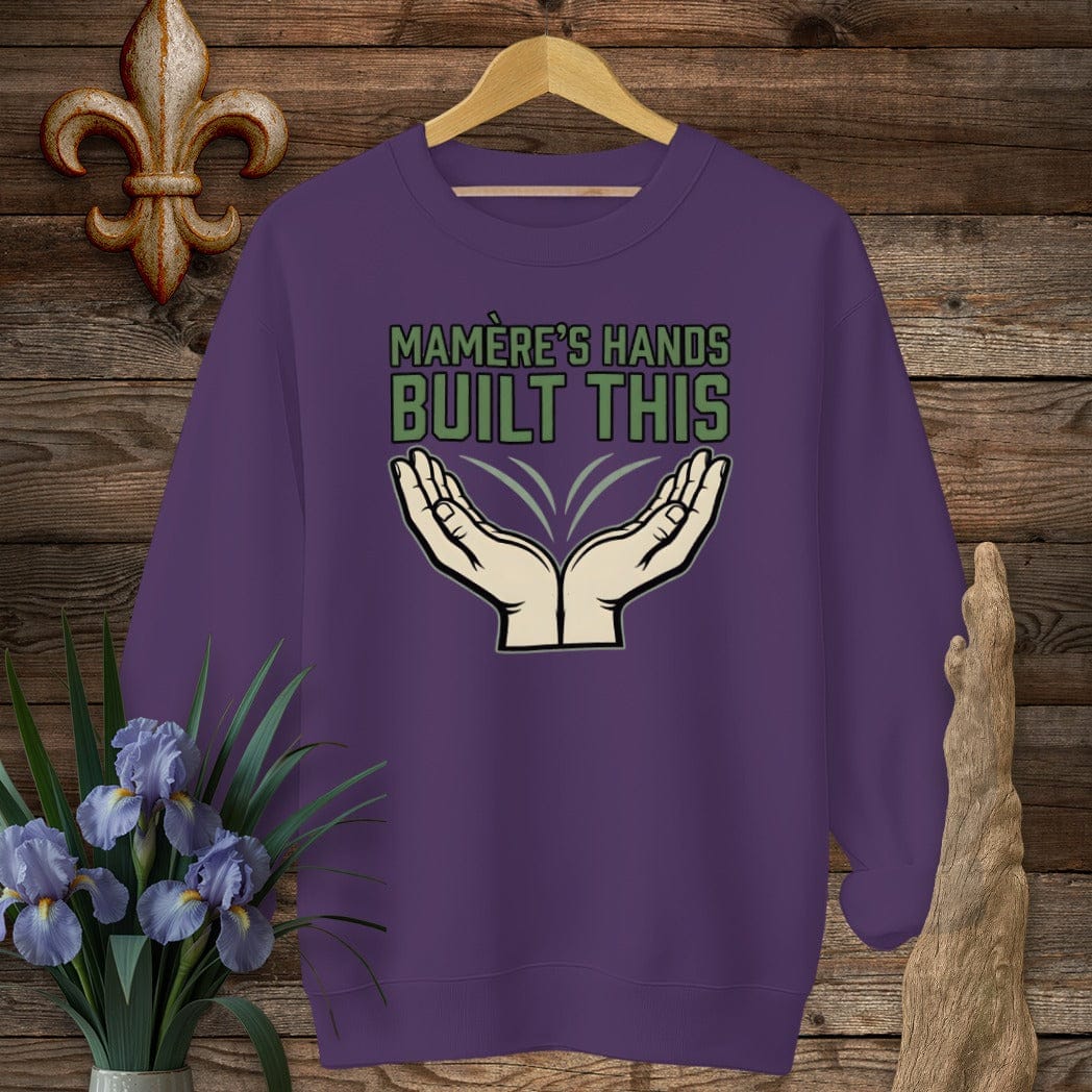 S / Purple Louisiana Mamere's Hands Sweatshirt by Laissez Faire Wear