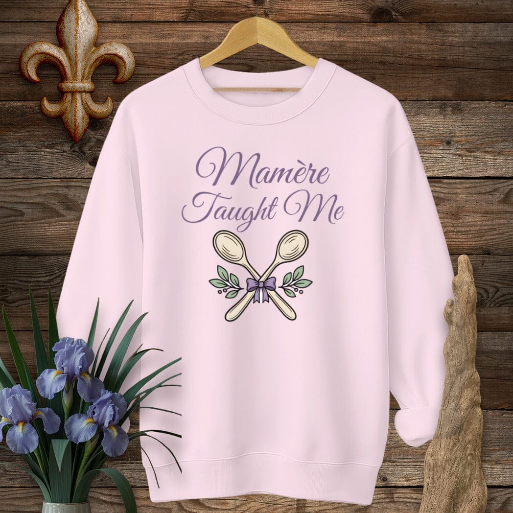 S / Light Pink Louisiana Mamere Taught Me Sweatshirt by Laissez Faire Wear