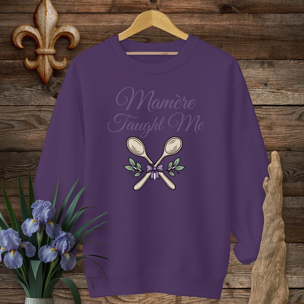 S / Purple Louisiana Mamere Taught Me Sweatshirt by Laissez Faire Wear