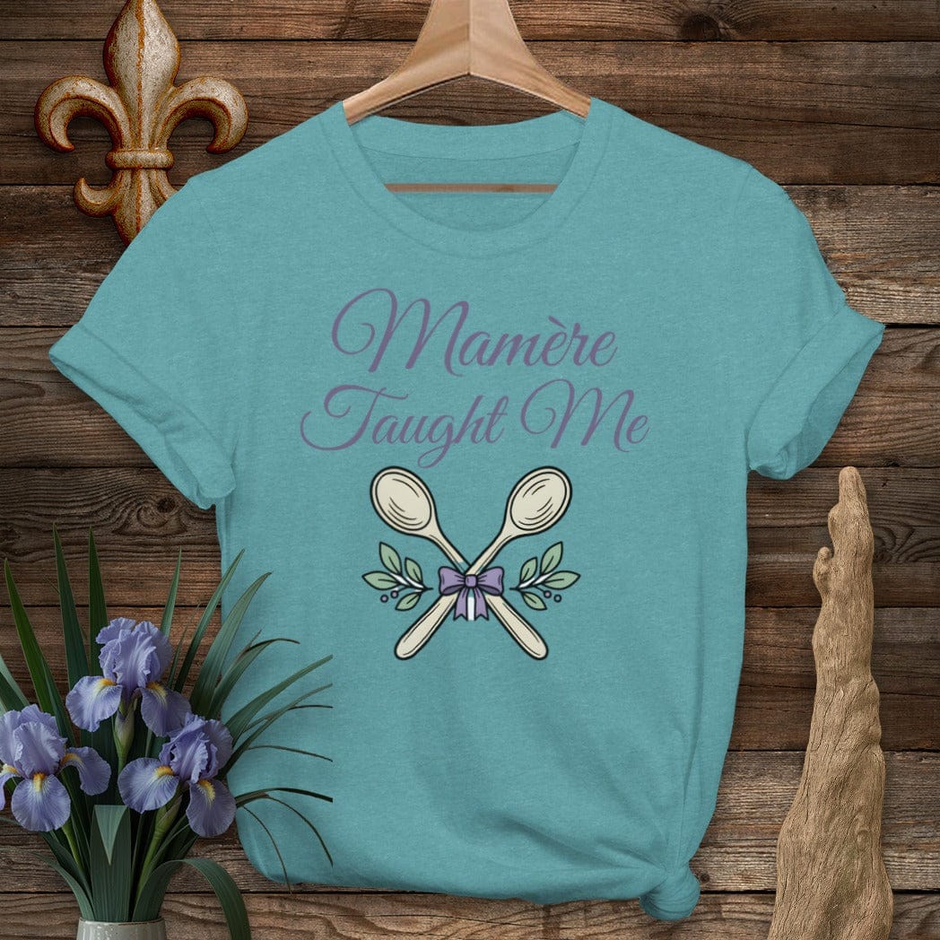 S / Heather Galapagos Blue Louisiana Mamere Taught Me T-Shirt by Laissez Faire Wear