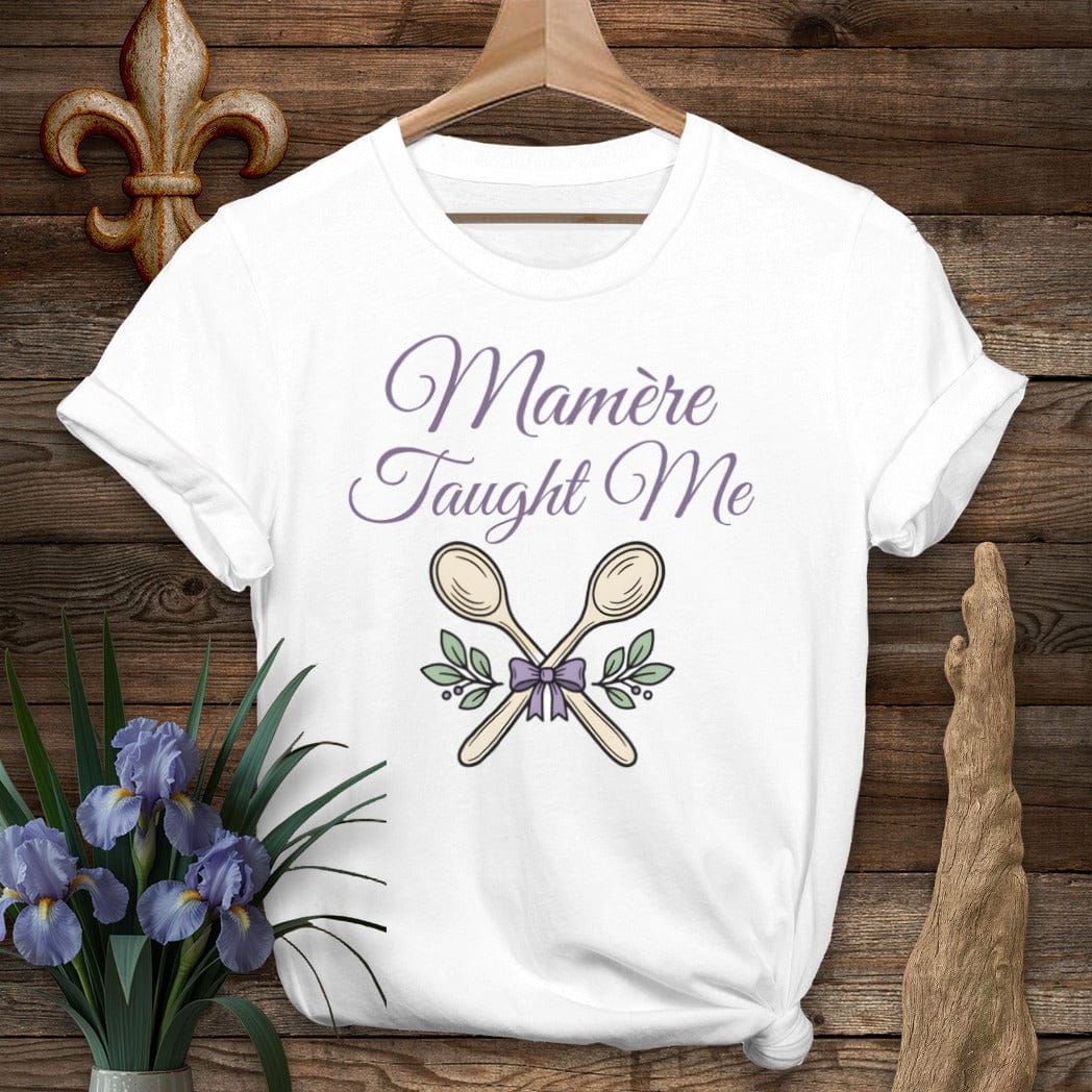 S / White Louisiana Mamere Taught Me T-Shirt by Laissez Faire Wear
