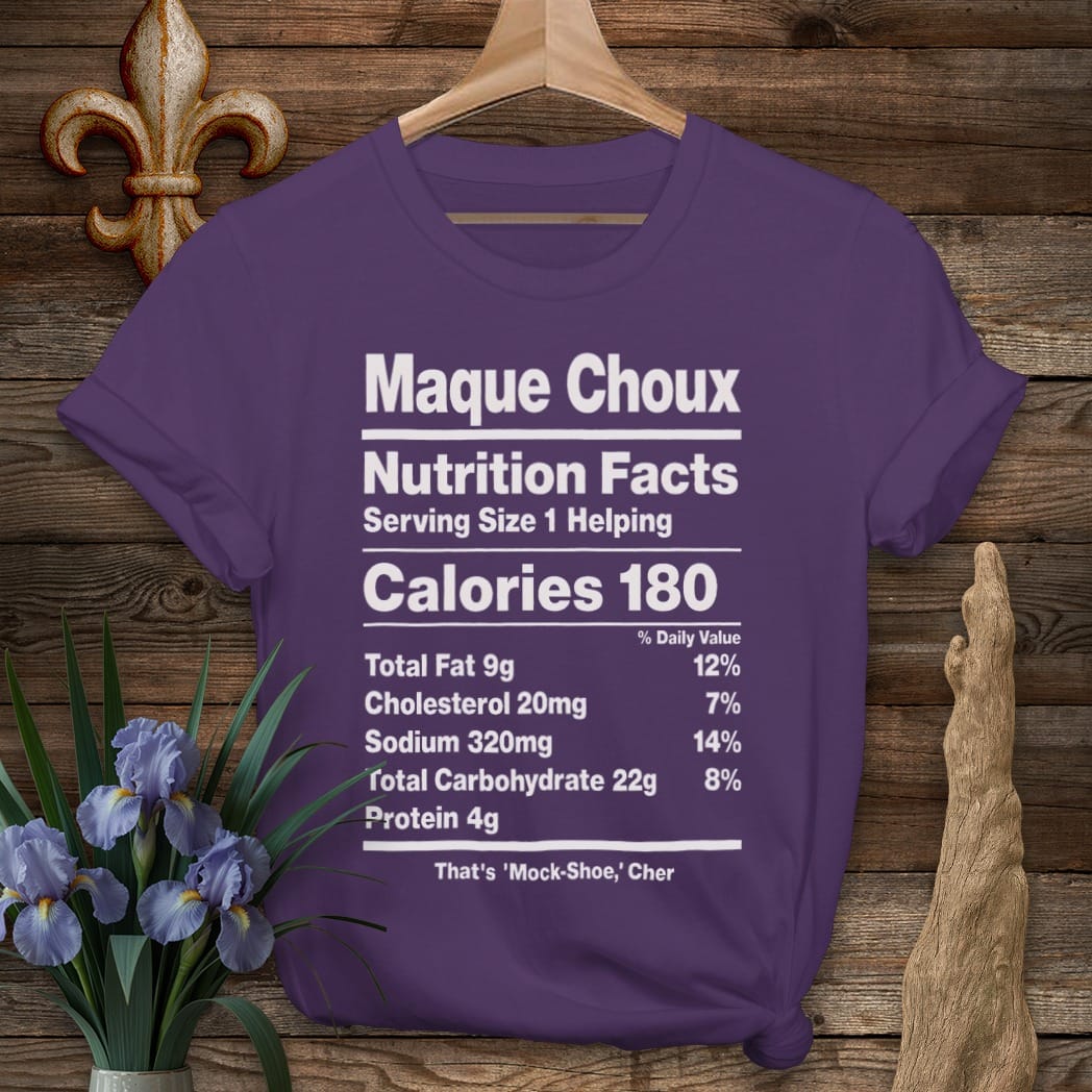 S / Purple Louisiana Maque Choux Nutrition T-Shirt by Laissez Faire Wear