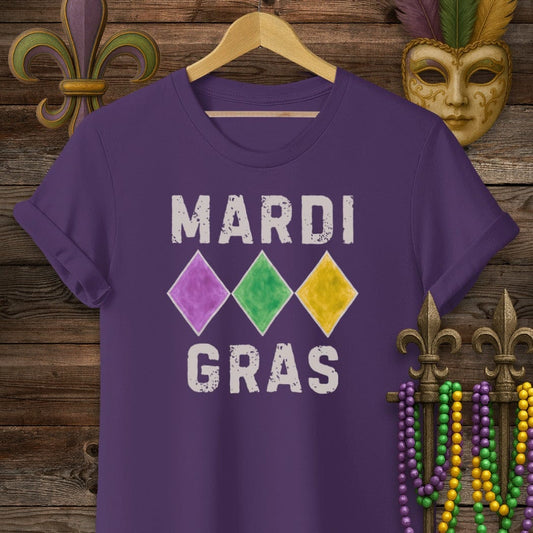 S / Purple Louisiana Mardi Gras Diamonds T-Shirt by Laissez Faire Wear