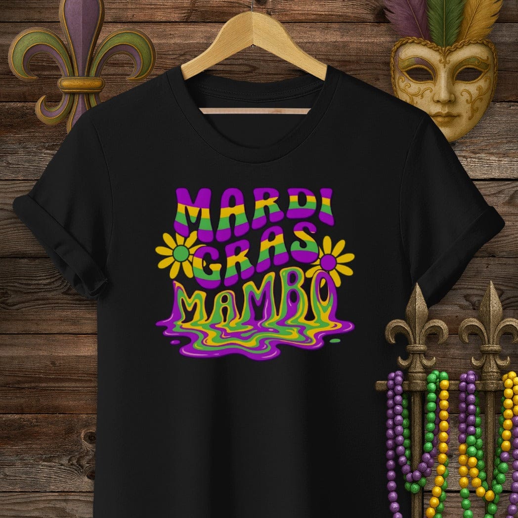 S / Black Louisiana Mardi Gras Mambo T-Shirt by Laissez Faire Wear