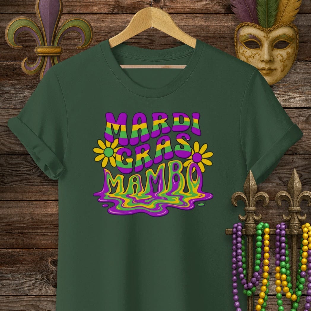 S / Forest Green Louisiana Mardi Gras Mambo T-Shirt by Laissez Faire Wear