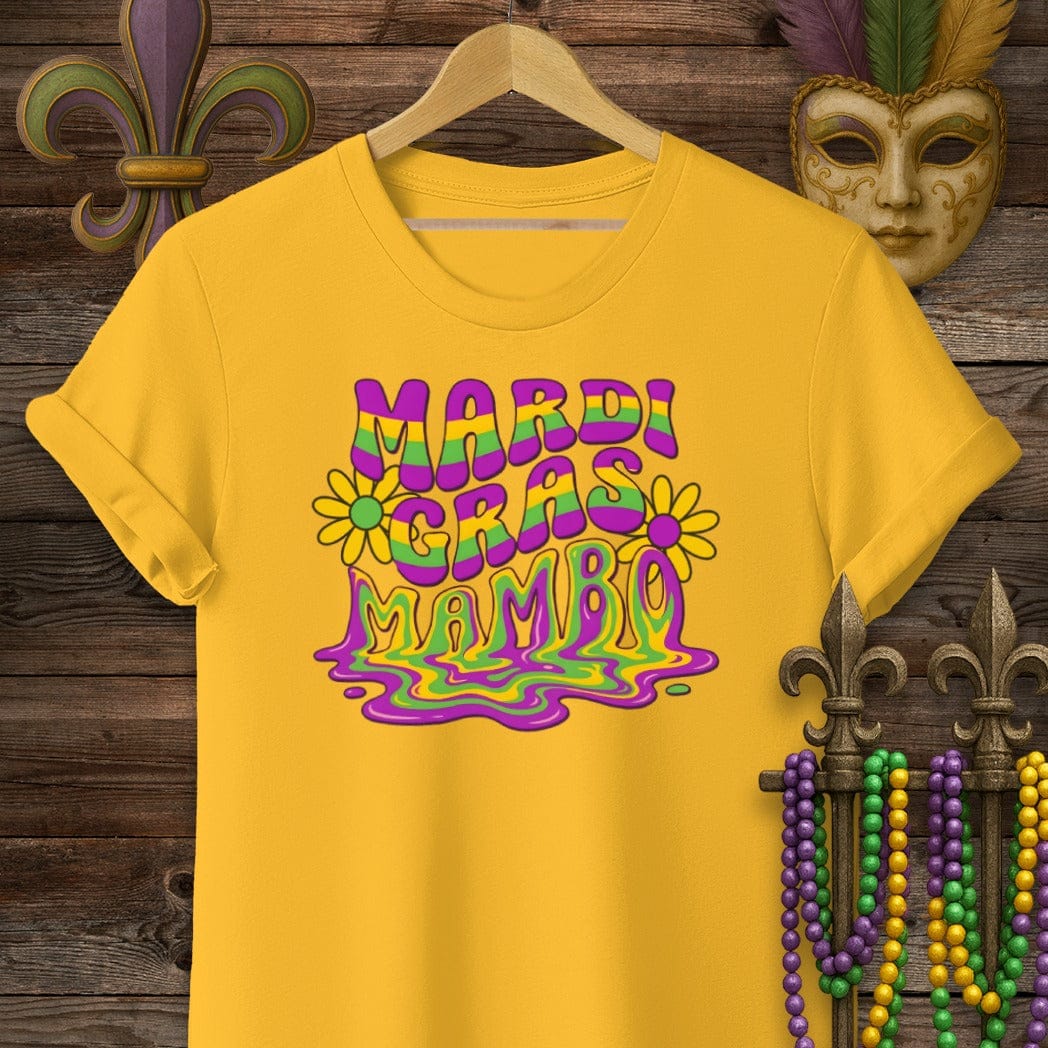 S / Gold Louisiana Mardi Gras Mambo T-Shirt by Laissez Faire Wear