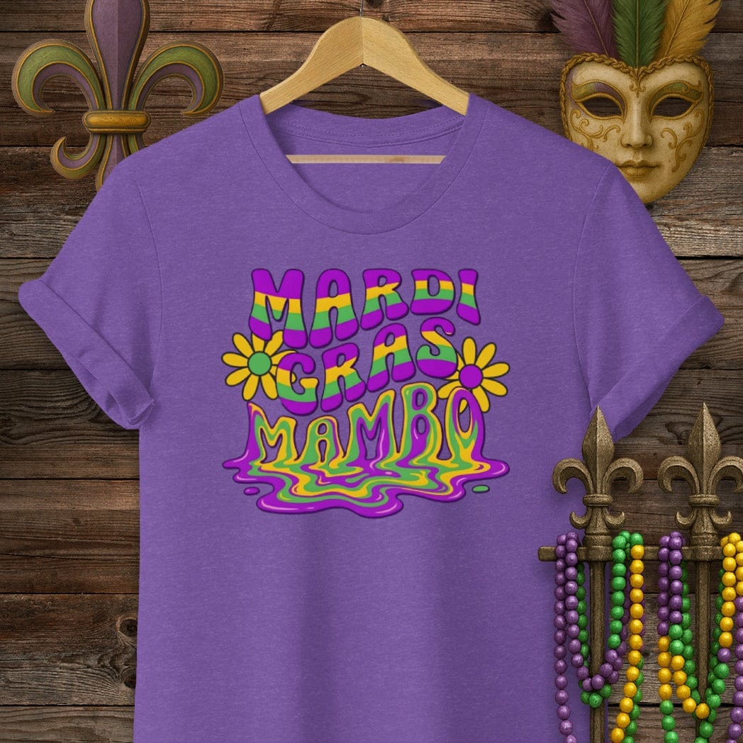 S / Heather Purple Louisiana Mardi Gras Mambo T-Shirt by Laissez Faire Wear
