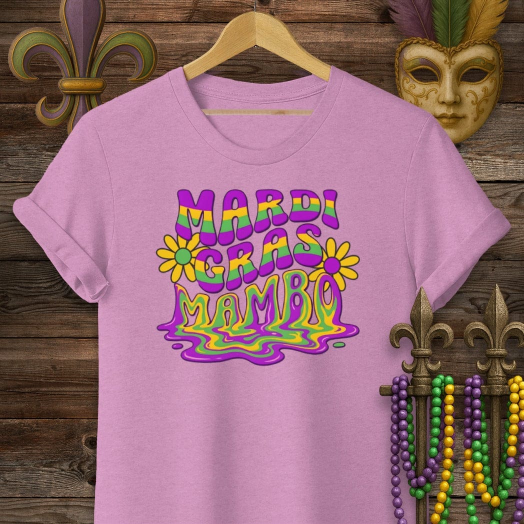 S / Heather Radiant Orchid Louisiana Mardi Gras Mambo T-Shirt by Laissez Faire Wear