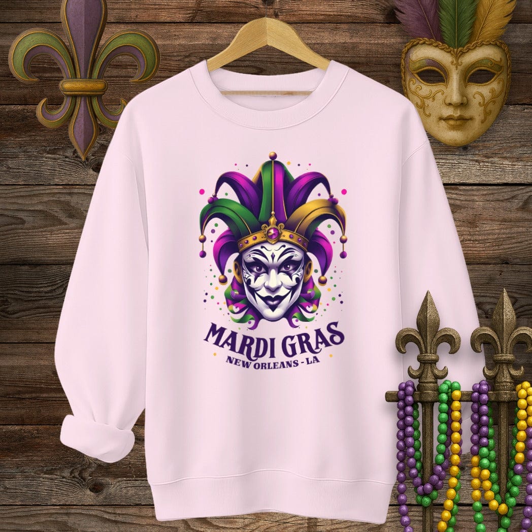 S / Light Pink Louisiana Mardi Gras NOLA Mardi Gras Sweatshirt by Laissez Faire Wear