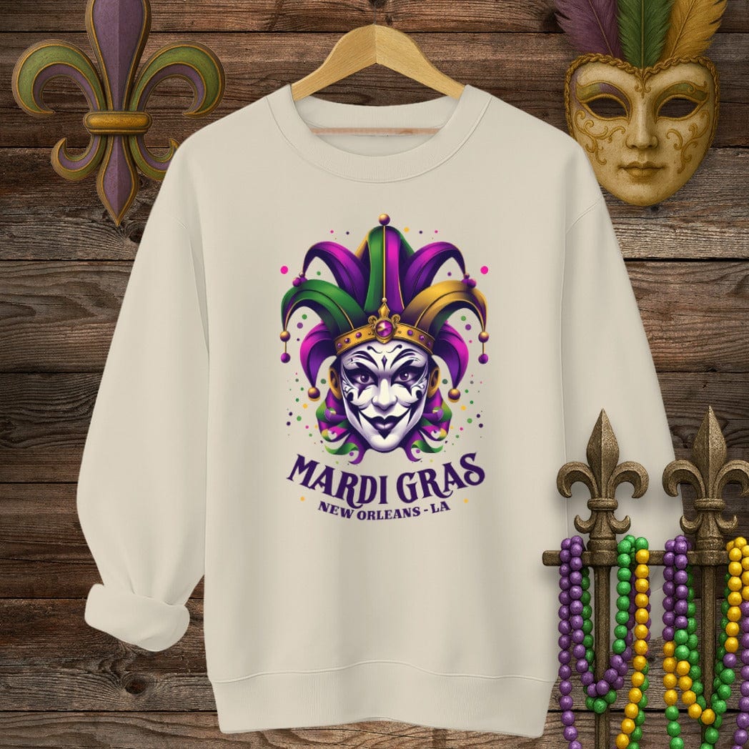 S / Sand Louisiana Mardi Gras NOLA Mardi Gras Sweatshirt by Laissez Faire Wear