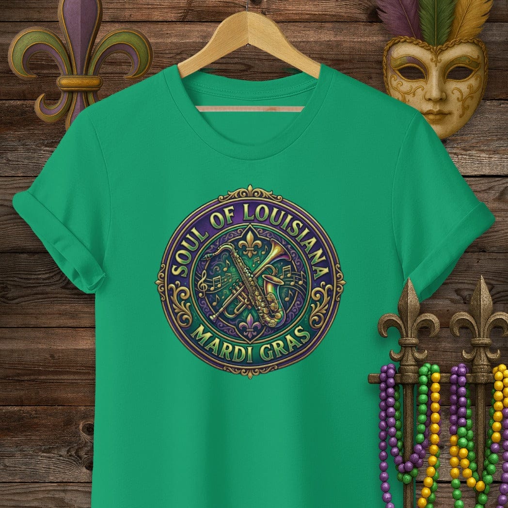 S / Kelly Green Louisiana Mardi Gras Soul T-Shirt by Laissez Faire Wear