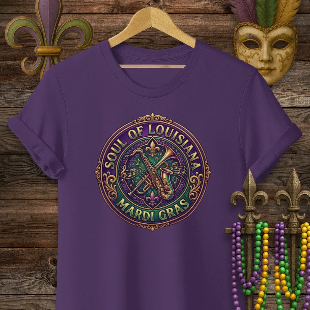 S / Purple Louisiana Mardi Gras Soul T-Shirt by Laissez Faire Wear