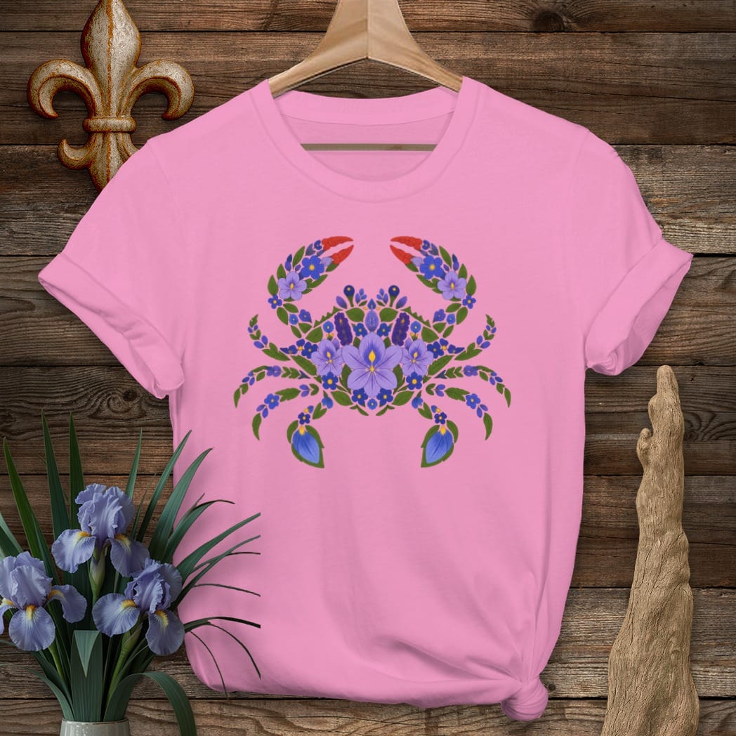 S / Azalea Louisiana Marsh Bloom Crab T-Shirt by Laissez Faire Wear
