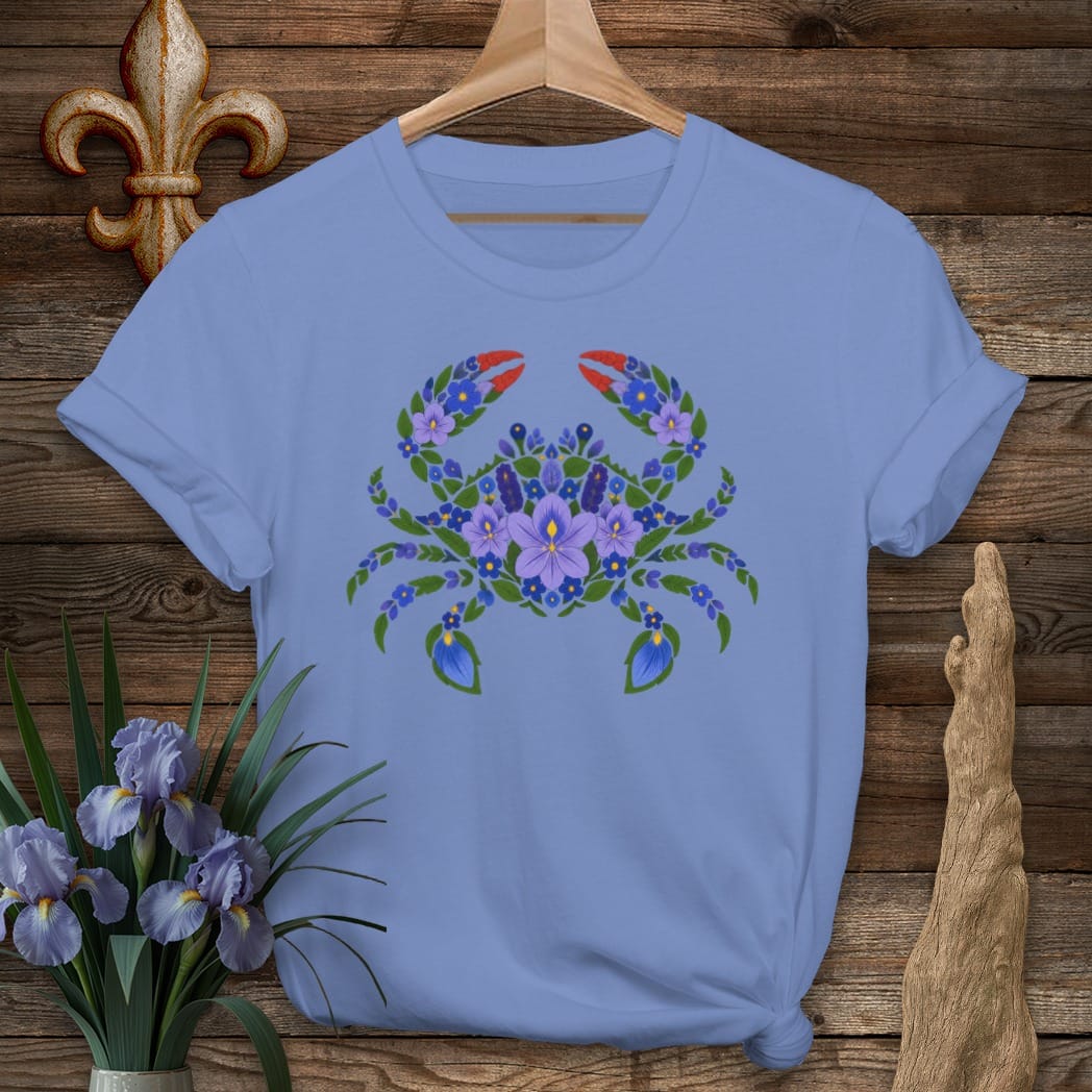 S / Iris Louisiana Marsh Bloom Crab T-Shirt by Laissez Faire Wear