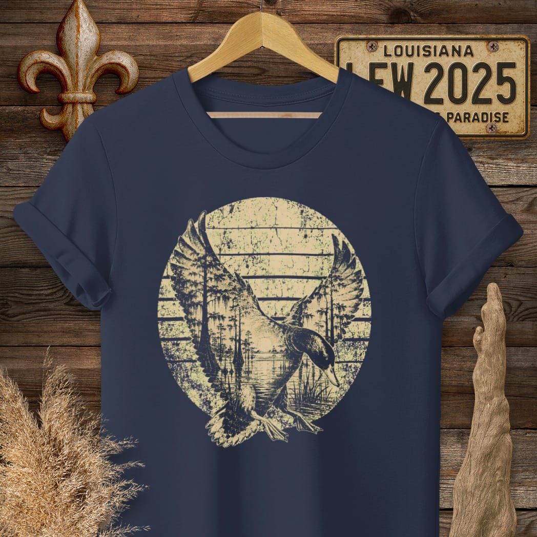 S / Navy Louisiana Marsh Duck T-Shirt by Laissez Faire Wear
