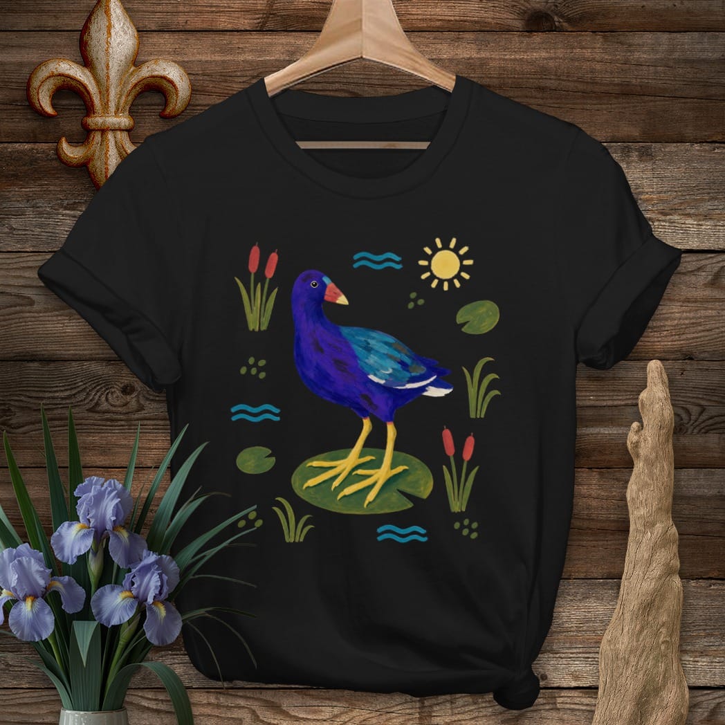 S / Black Louisiana Marsh Gallinule T-Shirt by Laissez Faire Wear
