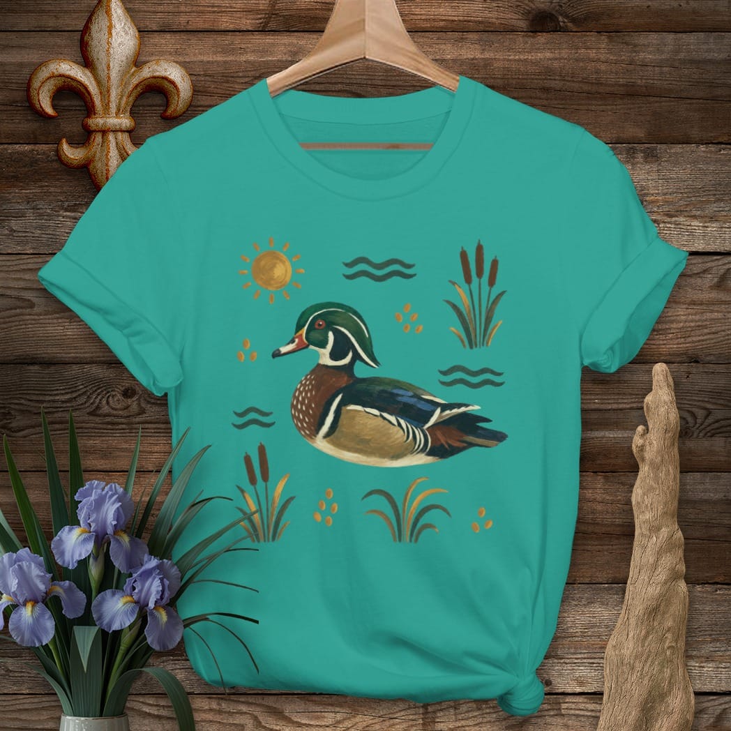 S / Jade Dome Louisiana Marsh Wood Duck T-Shirt by Laissez Faire Wear