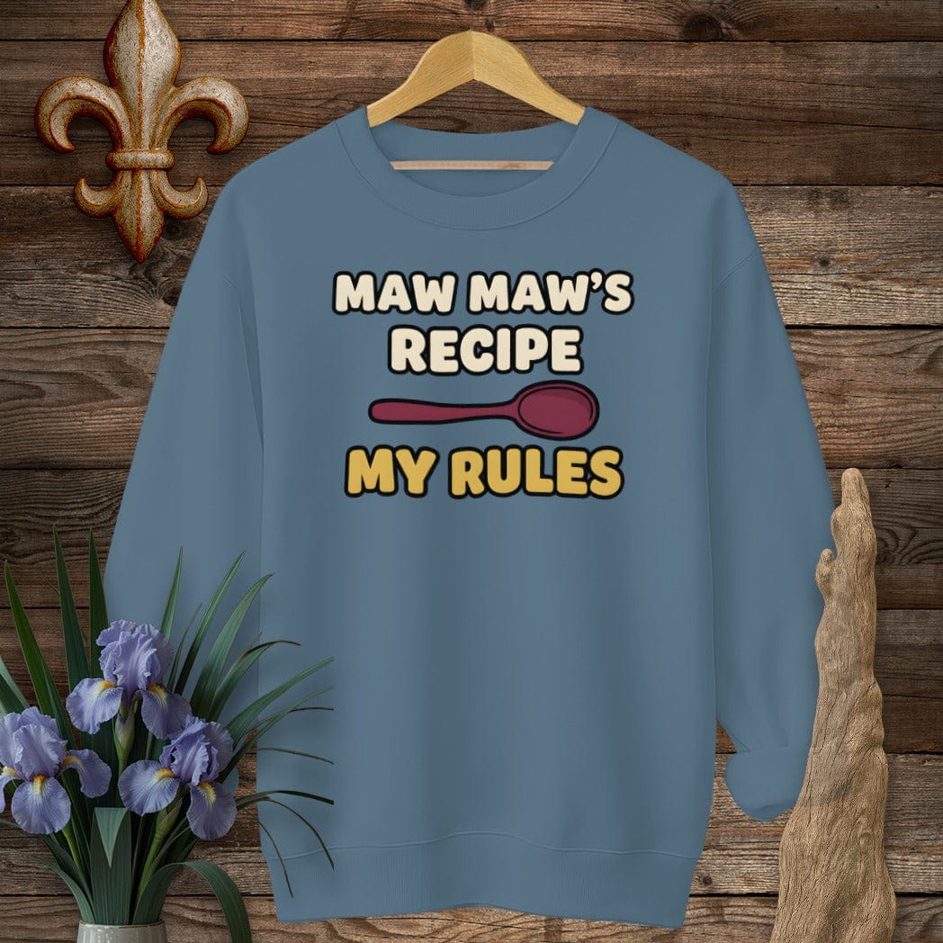 S / Indigo Blue Louisiana Maw Maw's Recipe Sweatshirt by Laissez Faire Wear