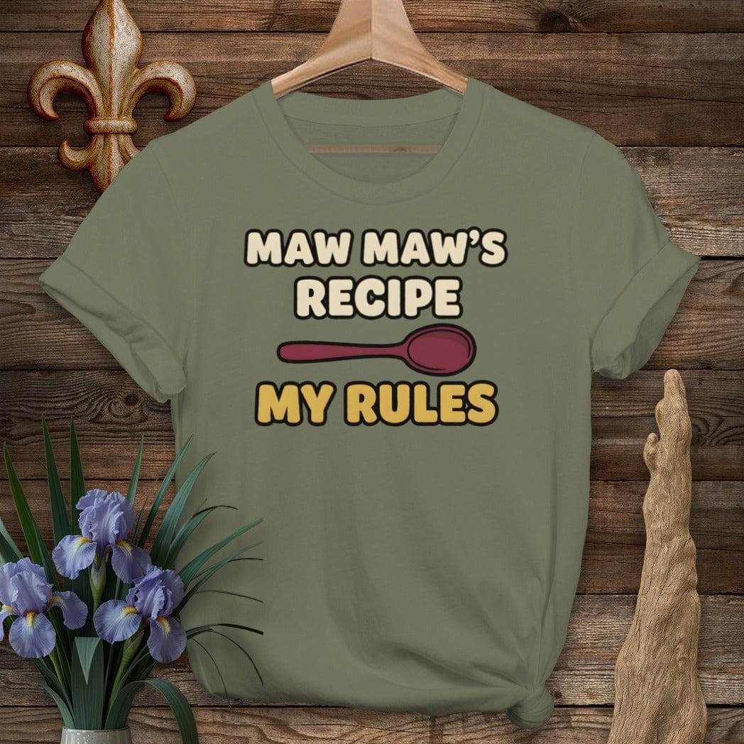 S / Military Green Louisiana Maw Maw's Recipe T-Shirt by Laissez Faire Wear